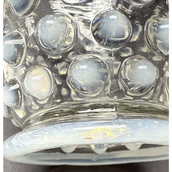 Eapg Elson Glass Opalescent Dewdrop Spooner Footed Ruffled Edge Hobnail White - Picture 9 of 12